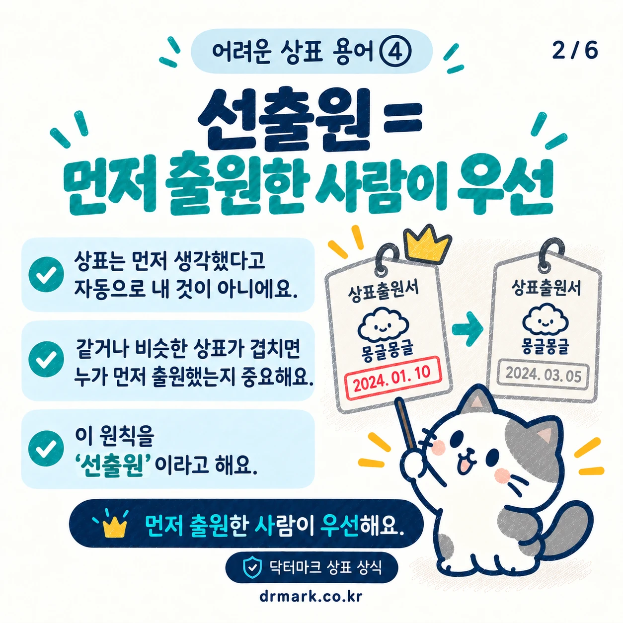 어려운 상표 용어 ④ '선출원'이 뭐예요? — 카드 2/6